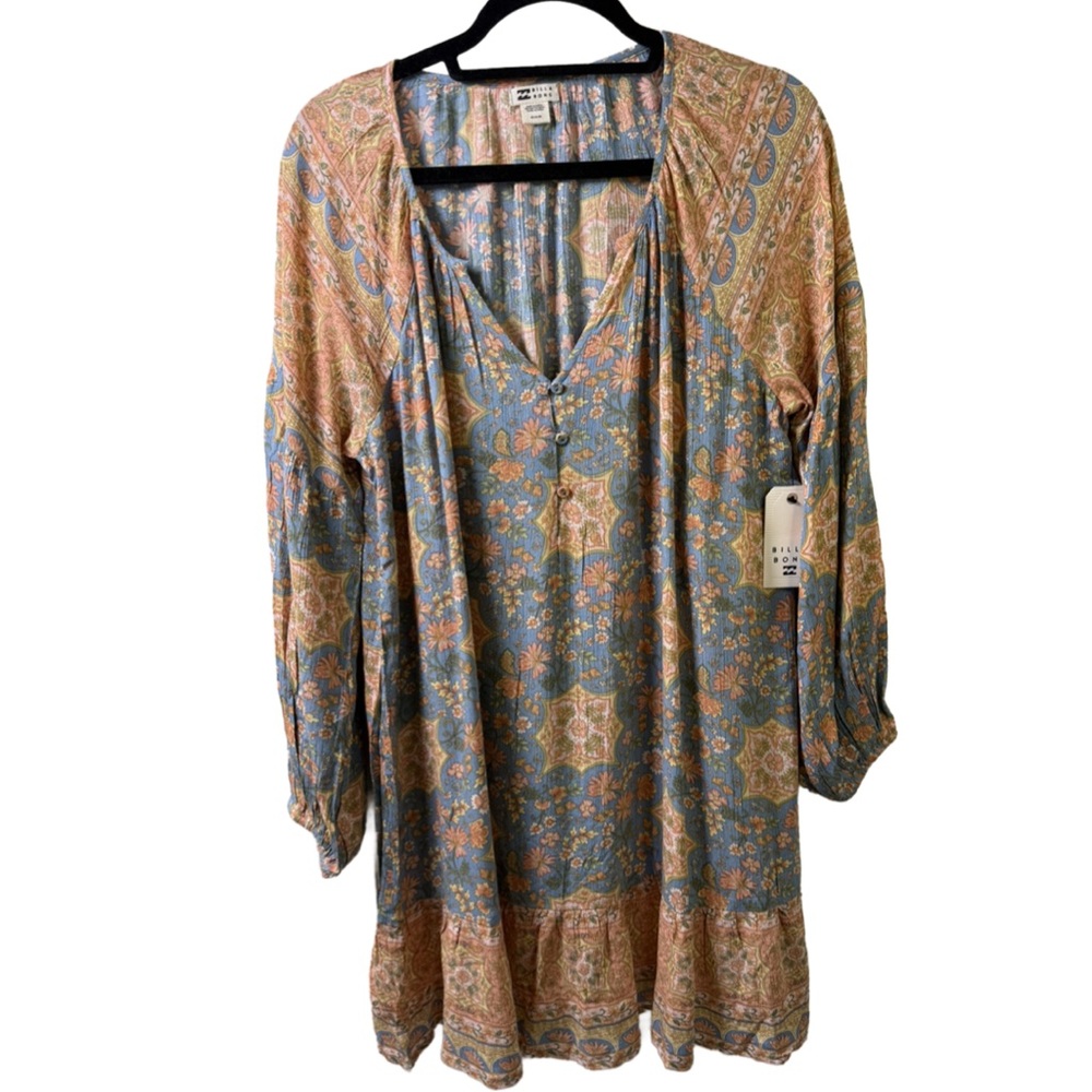 Billabong Blue and Orange Floral Dress NWT